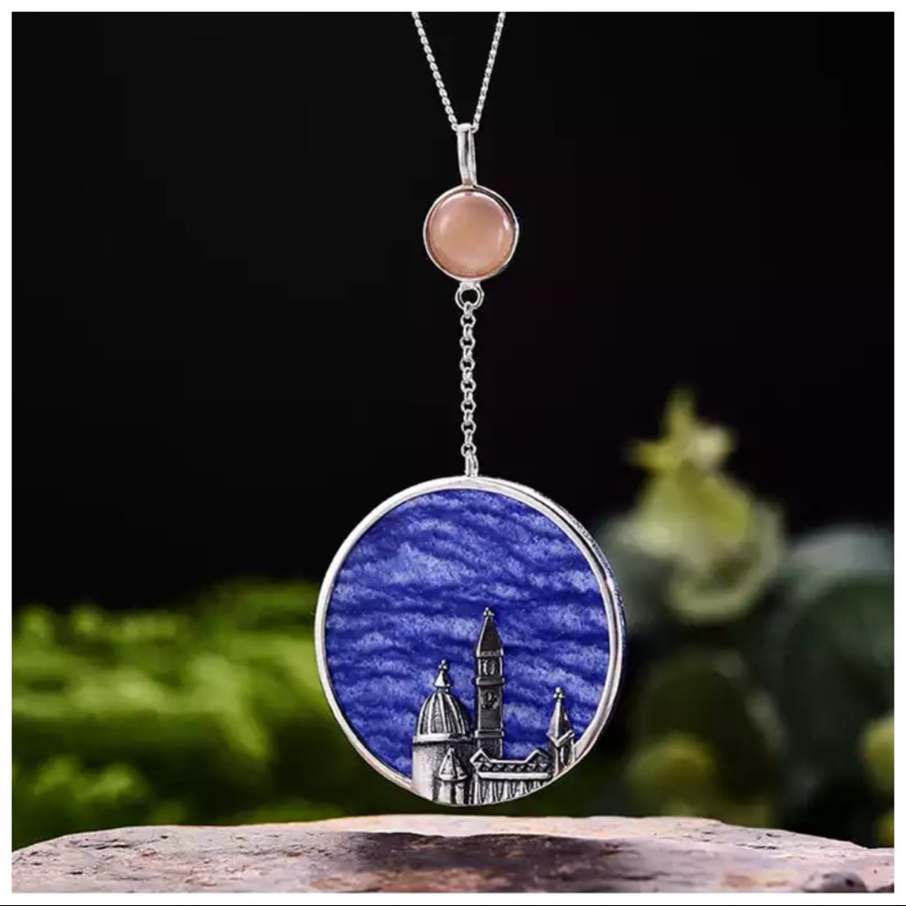 Artisan Handmade Aventurine 925 Silver The Zuwena Cathedral Necklace - Picture 1 of 7